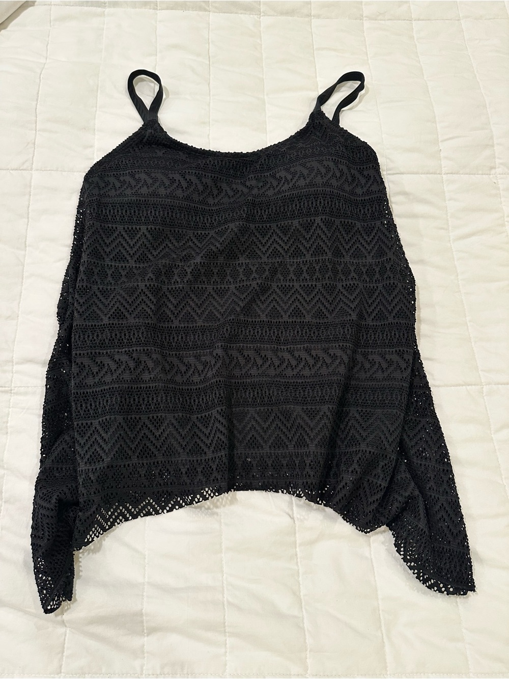 Black Crochet Swim Cami with Adjustable Straps